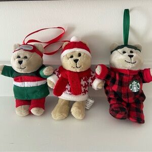 Starbucks Festive Bear Ornaments Trio with